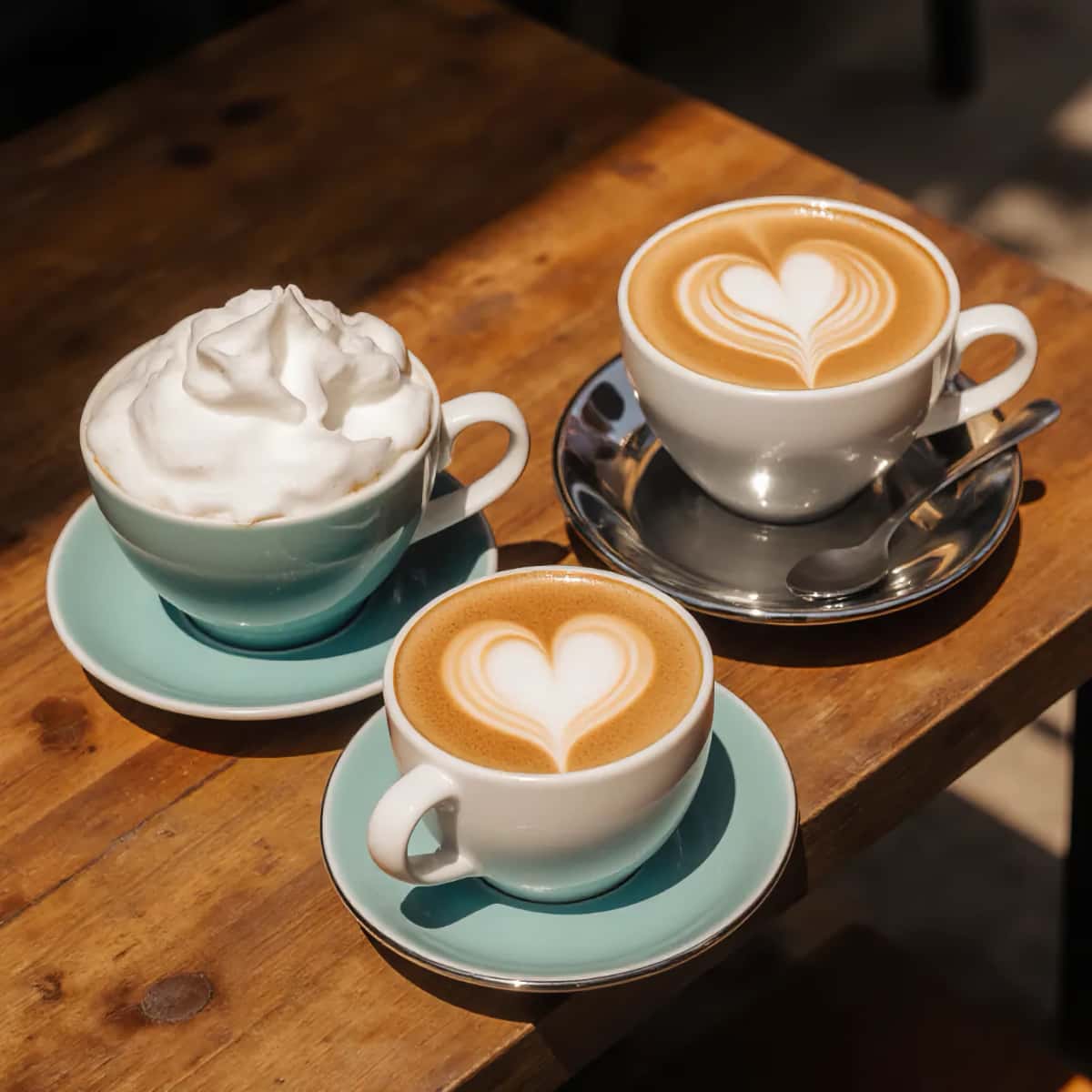 Flat White, latte et cappuccino comparés en tasse